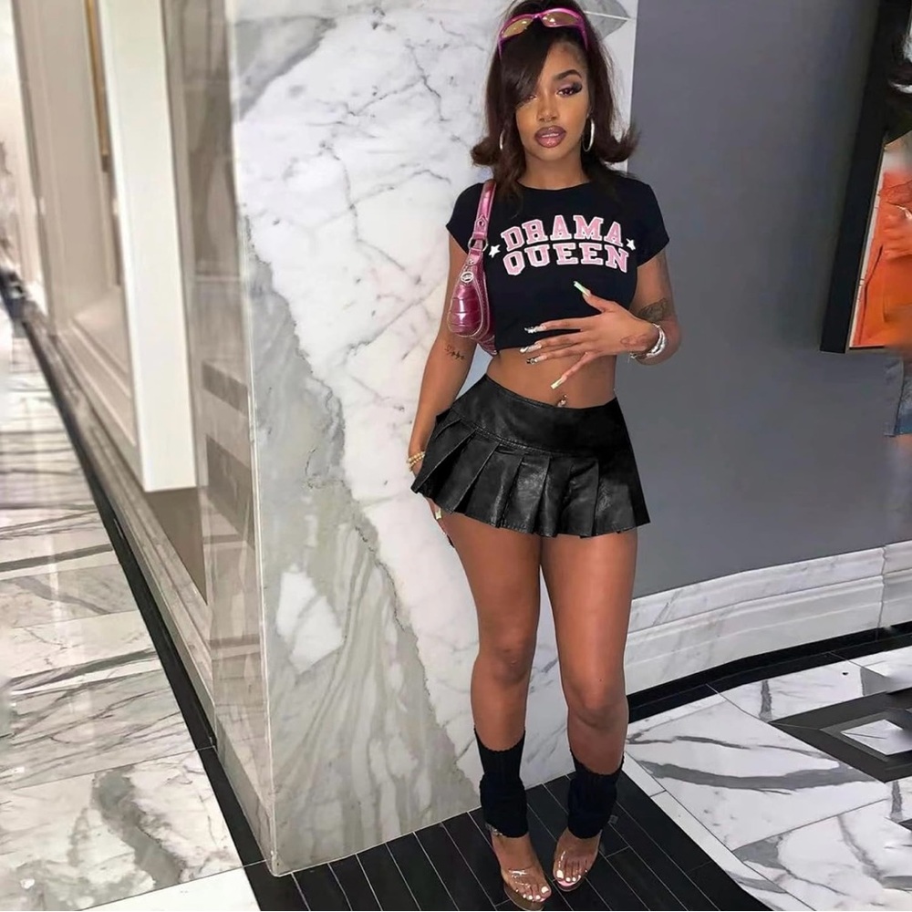 Liquid Leather Black Mini Skirt